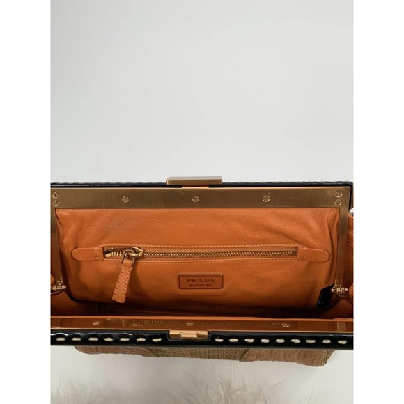 Prada Paglia Straw & Black cocco Lu Crocodile  Bag - Picture 9 of 12